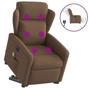vidaXL elektrisk massagestol med l&oslash;ftefunktion stof brun