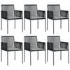 vidaXL havestole med hynder 6 stk. 54x60,5x83,5 cm polyrattan sort