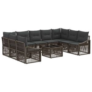 vidaXL Havesofa S&aelig;t 10 stk. Gr&aring; polyrattan