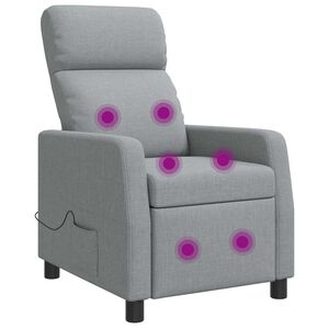 vidaXL Massage L&aelig;nestol Lysegr&aring; Stof