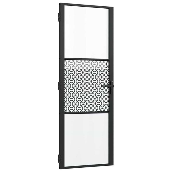 vidaXL Indvendig Dør Sort 76 x 201.5 cm hærdet glas og Aluminium