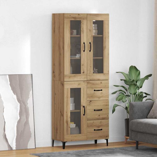 vidaXL Highboard Artisan Egetr&aelig; 69,5 x 34 x 180 cm Konstrueret tr&aelig;