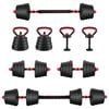 vidaXL 4-i-1 Dumbbell Barbell Kettlebell S&aelig;t 30 kg Sort og r&oslash;d