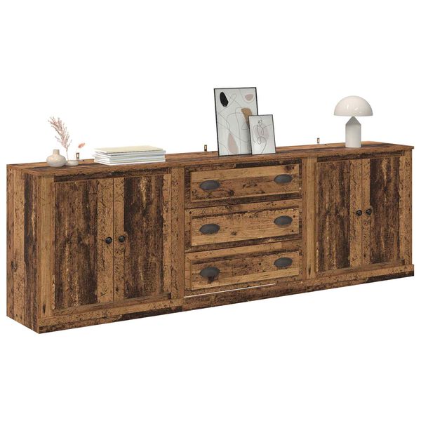 vidaXL Sideboards med skuffe 3 pcs Gammelt tr&aelig; 210 x 35,5 x 67,5 cm