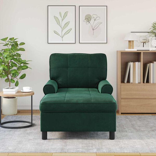 vidaXL Chaise Lounge med pude M&oslash;rkegr&oslash;n 91 x 157 x 91 cm Fl&oslash;jl