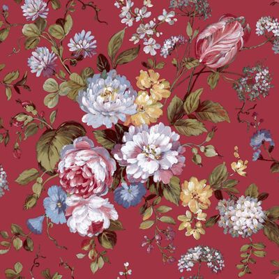 Noordwand tapet Blooming Garden 6 Big Flowers rød og blå