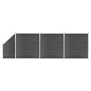 vidaXL hegnspanels&aelig;t 619x(105-186) cm WPC sort