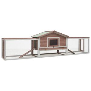 vidaXL kaninbur 310x70x87 cm massivt fyrre- og grantr&aelig; mokkafarvet