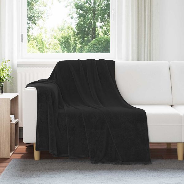 vidaXL Kastet&aelig;pper 6 pcs Sort 150 x 200 cm Fleece
