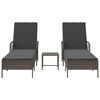 vidaXL Liggestol med pude 2-person 2 pcs Grå 35 x 35 x 32cm polyrattan