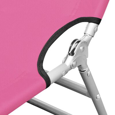 vidaXL foldbar liggestol med nakkehynde stål pink