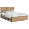 vidaXL Sengestel med opbevaring og hovedg&aelig;rde Artisan-eg 150 x 200 cm