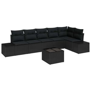 vidaXL Havesofa S&aelig;t med opbevaring Sort polyrattan