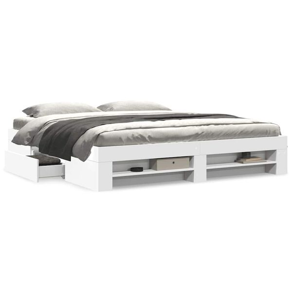 vidaXL sengestel 200x200 cm konstrueret tr&aelig; hvid