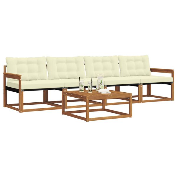 vidaXL Udend&oslash;rs sofagruppe med pude 5 pcs Naturlig og Fl&oslash;de