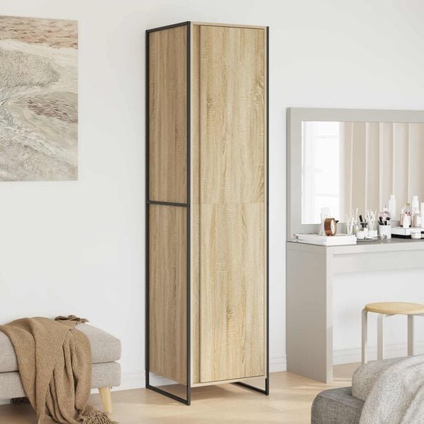 vidaXL Warderobe med d&oslash;r 2 pcs Sonoma 50 x 50 x 200 cm Konstrueret tr&aelig;