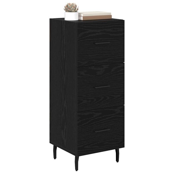 vidaXL Sideboard med skuffe Sort eg 34 x 34.5 x 90 cm Konstrueret tr&aelig;