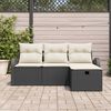 vidaXL Havesofa S&aelig;t med pude med opbevaring 4 pcs Sort Poly rattan