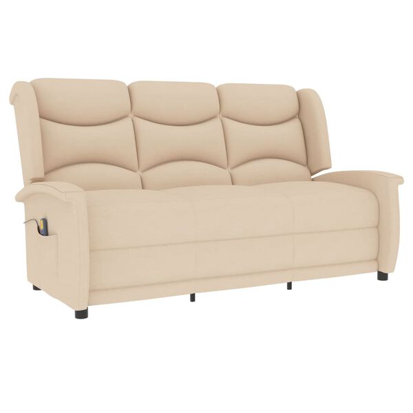 vidaXL 3-personers massagestol stof cremefarvet