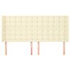 vidaXL sengegavl med kanter 203x16x118/128 cm kunstl&aelig;der cremefarvet