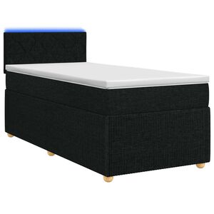 vidaXL Boxmadras med topmadras med hovedg&aelig;rde Sort 80 x 200 cm Stof