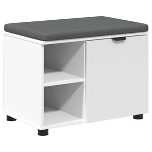 vidaXL Hallb&aelig;nk med pude Hvid 60 x 38 x 46 cm Kunstigt tr&aelig; og stof