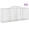 vidaXL buede gabionkurve 12 stk. 300x50x120/140 cm galvaniseret jern