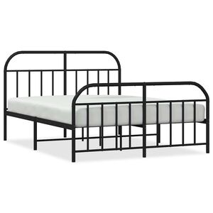 vidaXL sengeramme med sengegavl og fodg&aelig;rde 150x200 cm metal sort