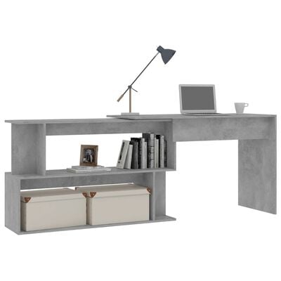 vidaXL skrivebord til hjørne 200x50x76 cm konstrueret træ betongrå
