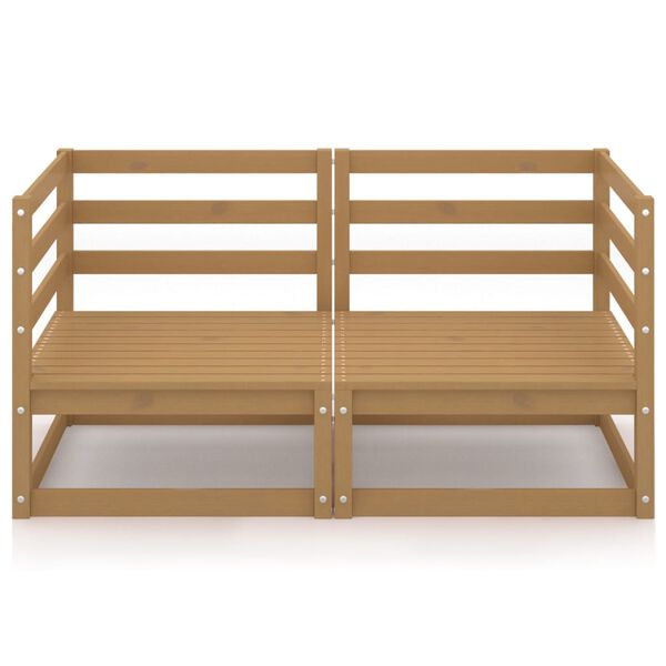 vidaXL 2-personers havesofa massivt fyrretr&aelig; gyldenbrun