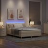 vidaXL LED Box Spring Bed med madras med LED Creme 160 x 200 cm Stof