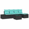 vidaXL Havesofa S&aelig;t 6 stk. Sort polyrattan