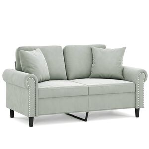 vidaXL 2-personers sofa med pyntepuder 120 cm velour vinr&oslash;d