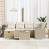 vidaXL Havesofa Sæt med pude med opbevaring 7 pcs Beige Poly rattan