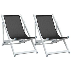 vidaXL Klapstole 2 stk. sort aluminium og textilene