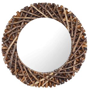 vidaXL v&aelig;gspejl 60 cm teak rund