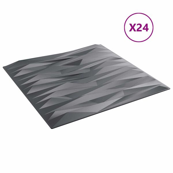 vidaXL V&aelig;gpaneler 24 pcs Sten gr&aring; 50 x 50 cm XPS Skum