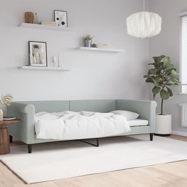 vidaXL daybed 100x200 cm velour lysegr&aring;