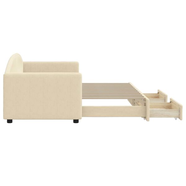 vidaXL daybed med udtræk og skuffer 80x200 cm stof cremefarvet