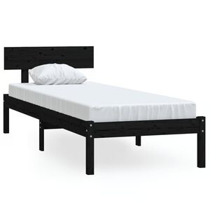 vidaXL sengestel 90x190 cm Single massivt fyrretr&aelig; sort
