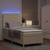 vidaXL LED Box Spring Bed med madras Creme 90 x 190 cm Stof