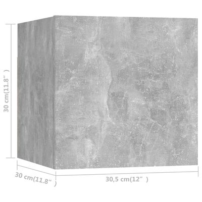 vidaXL væghængte tv-skabe 4 stk. 30,5x30x30 cm betongrå