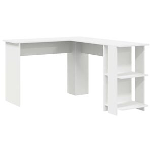 vidaXL Hj&oslash;rneskrivebord Hvid Konstrueret tr&aelig; 140 x 113,5 x 75 cm