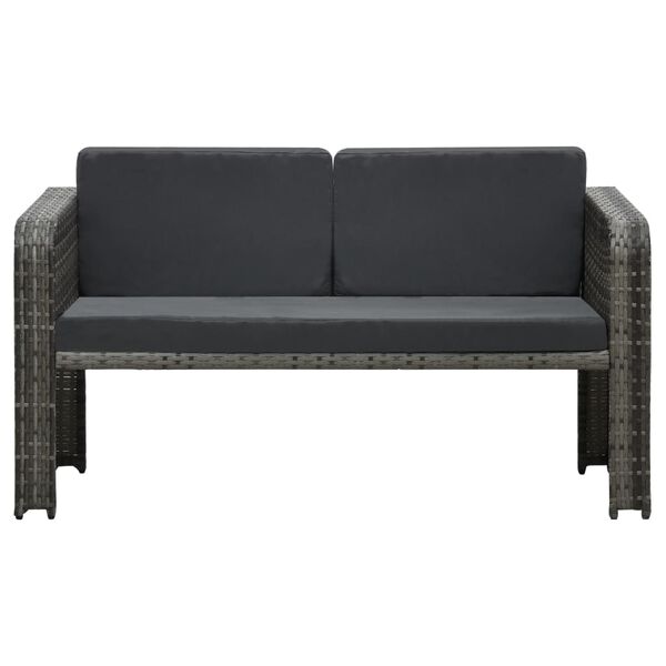 vidaXL haveloungesæt 4 dele med hynde polyrattan antracitgrå