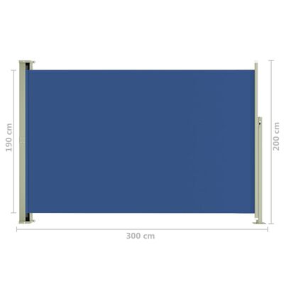 vidaXL sammenrullelig sidemarkise til terrassen 200x300 cm blå