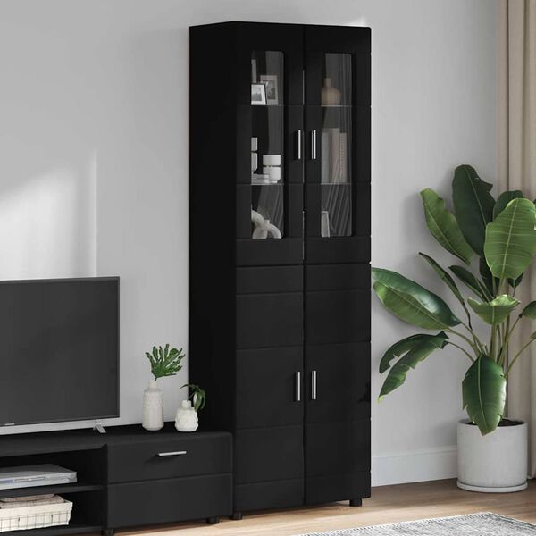vidaXL Highboard med d&oslash;r FLORIN Sort 60 x 35 x 182 cm Konstrueret tr&aelig;