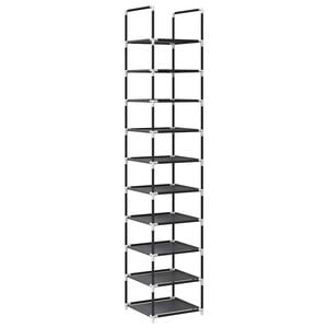 vidaXL skostativ 10-etagers 33x33x174 cm ikke-v&aelig;vet stof sort