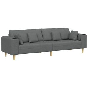 vidaXL Sofa med pude M&oslash;rkegr&aring; 250 x 77 x 76 cm Stof