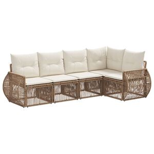 vidaXL Havesofa S&aelig;t 5 stk. Beige og cremehvid polyrattan