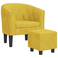 vidaXL lænestol med fodskammel velour gul